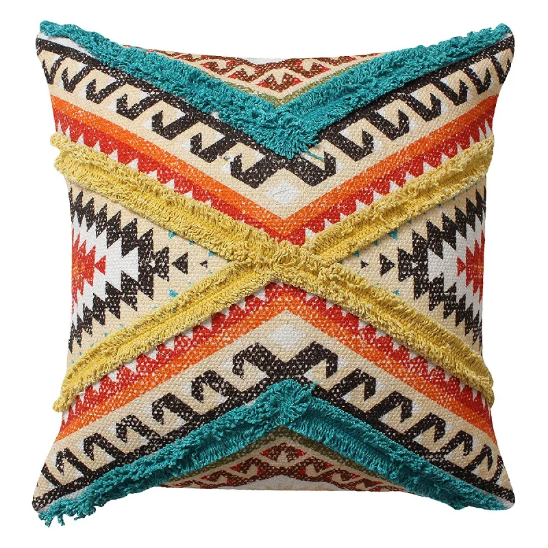 Benzara BM219688 18 X 18 `` Handwoven Cotton Cushion Cover with kilim Pattern, Multicolor