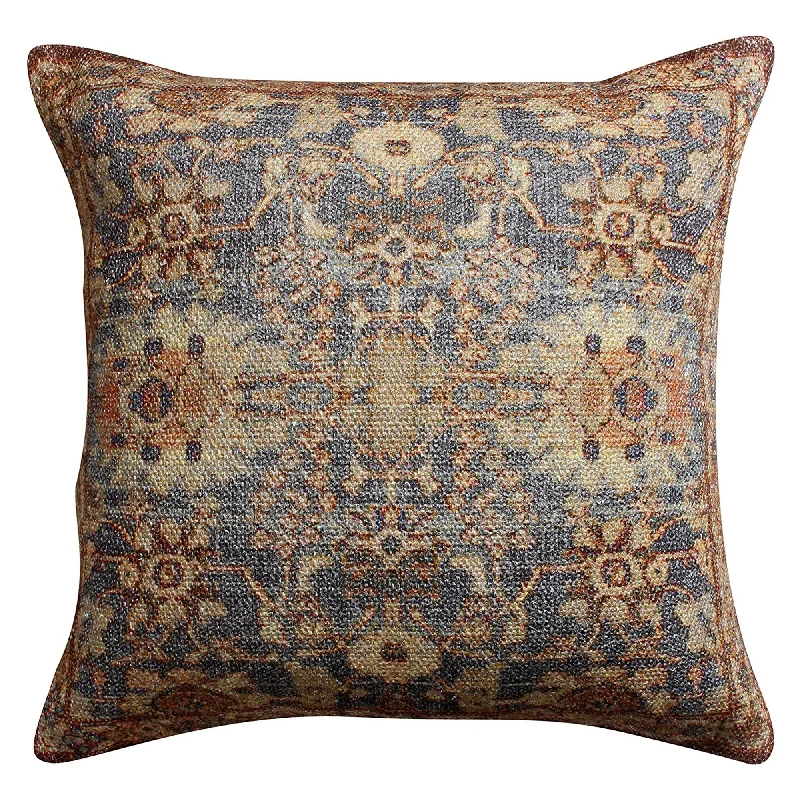 Benzara BM219693 18 X 18 `` Cotton Handwoven Cushion Cover with Floral Pattern, Brown