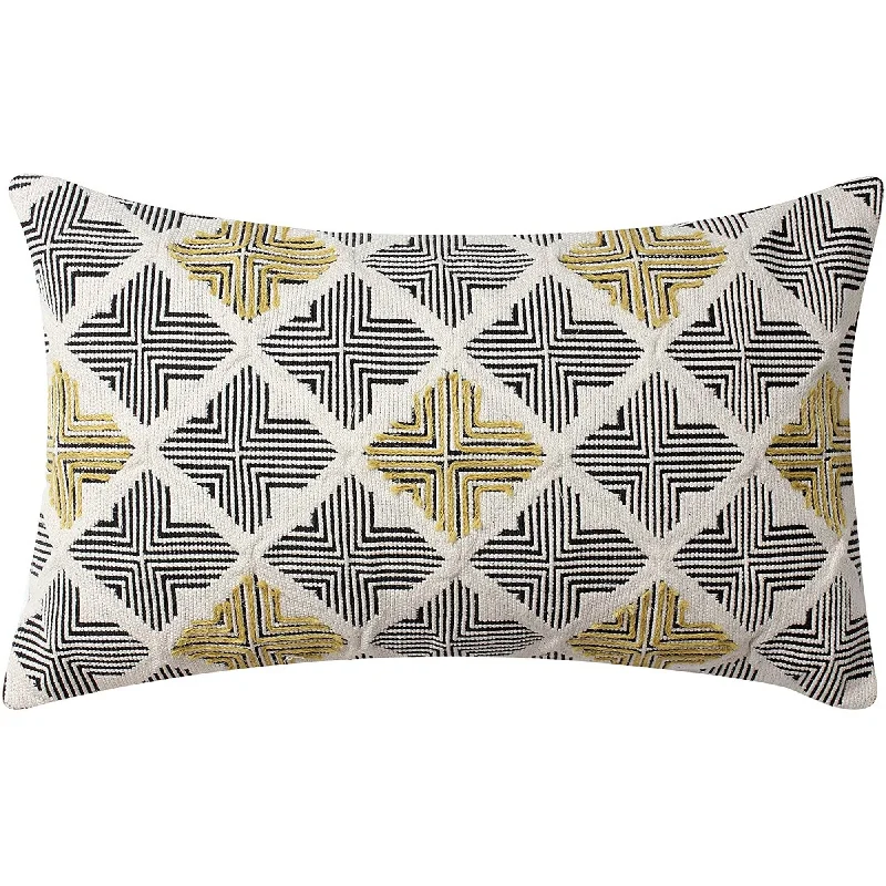 Benzara BM219699 Square Cotton Handwoven Cushion Cover with Arrow Silhouette, Multicolor