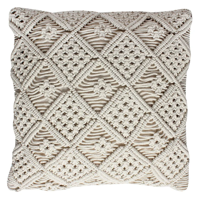 Benzara BM219704 18 X 18 `` Cotton Cushion Cover with Intricate Woven Design, White