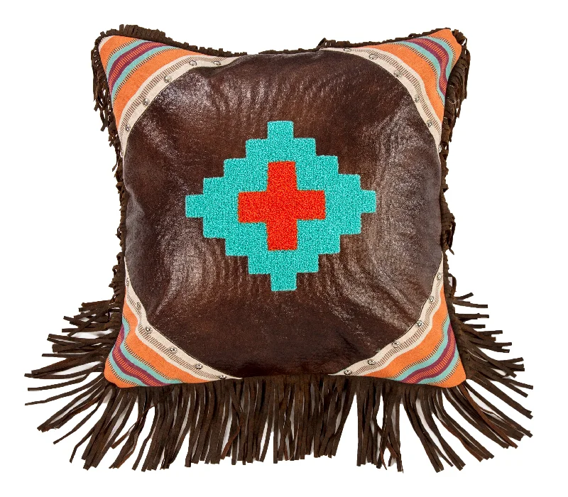 HiEnd Accents Embroidered Aztec Design in Faux Leather