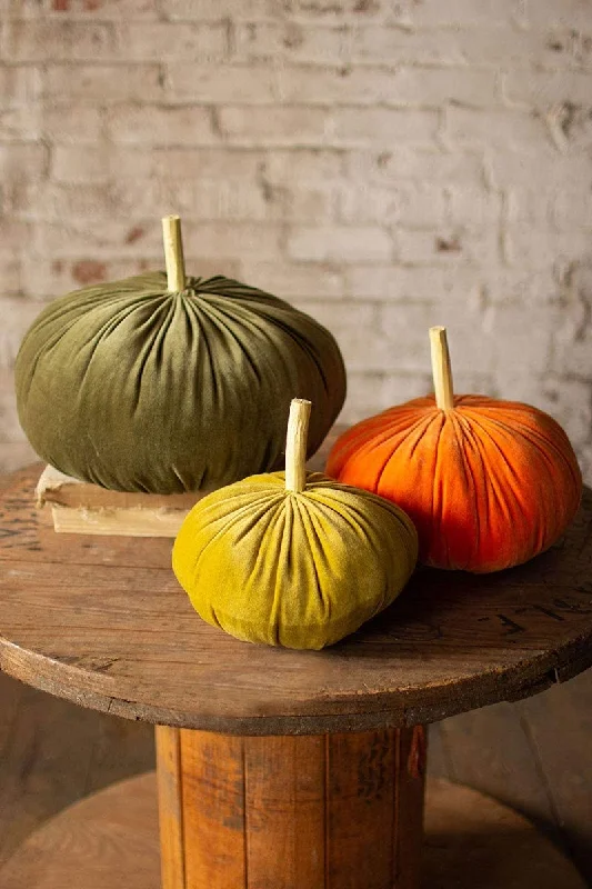 Kalalou NRV2206 Set of 3 Velvet Pumpkins One Each Color