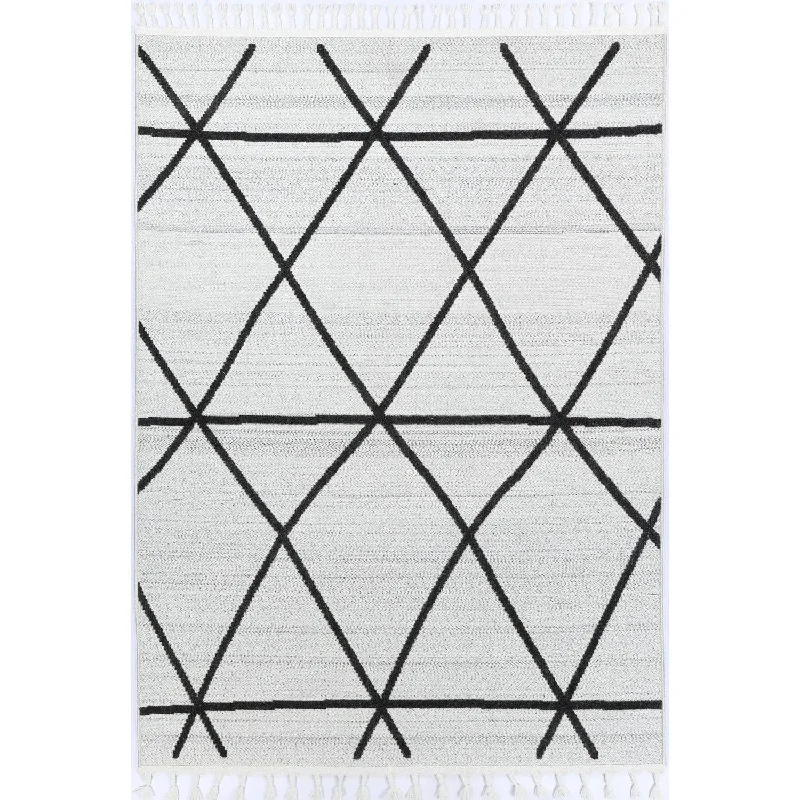 Aegean Cream Anthrasite Diamond Rug