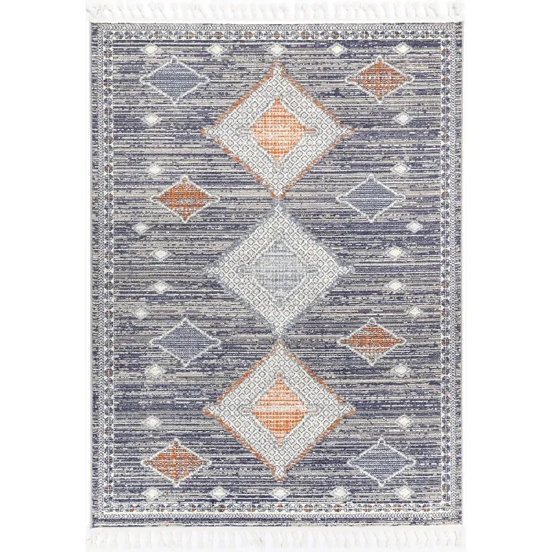 Asilah Dark Blue Grey Moroccan Rug