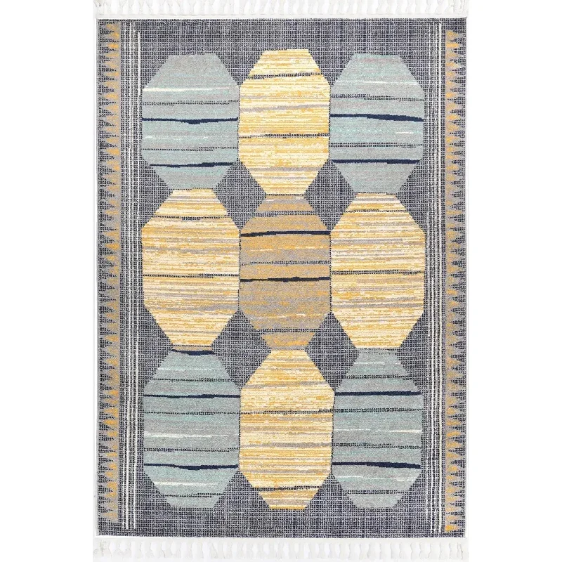 Asilah Dark Blue Yellow Moroccan Rug