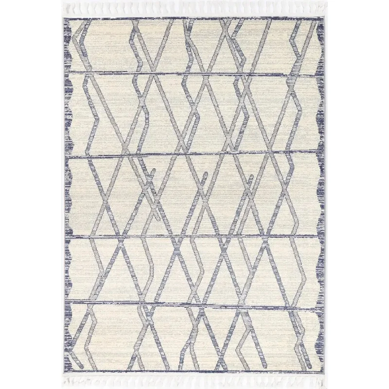 Asilah Light Grey Cream Moroccan Rug