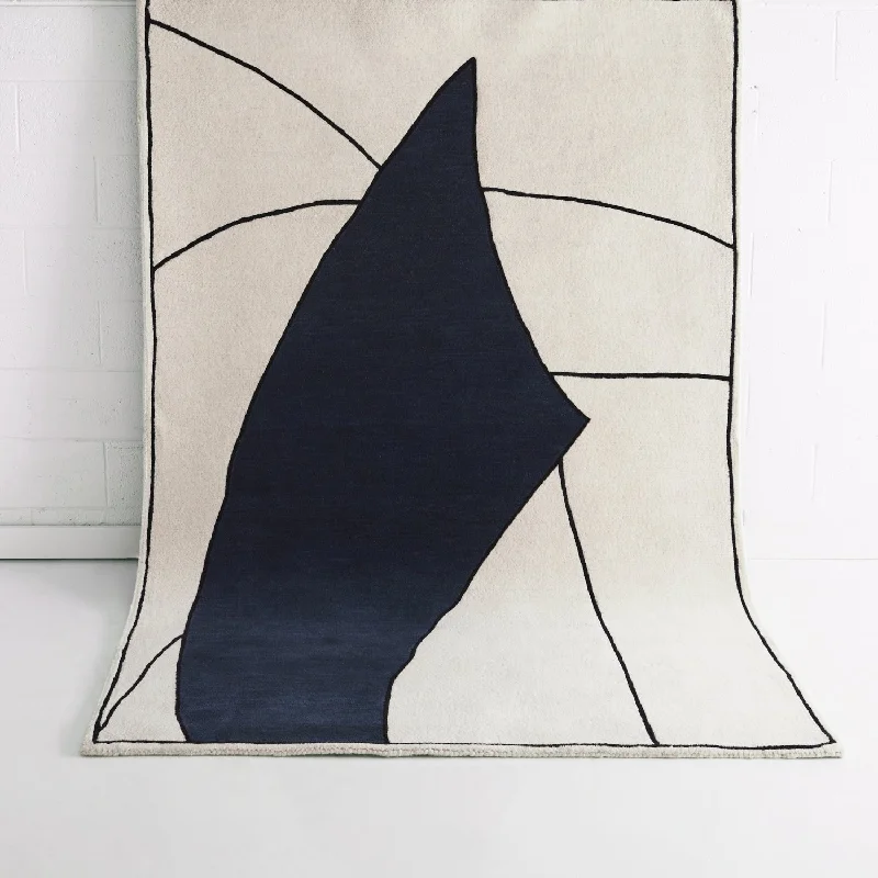 Como Blue Designer Wool Rug