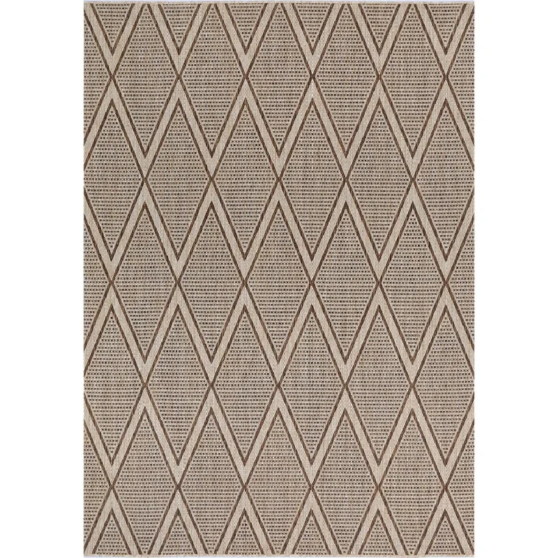 Elements Indoor/Outdoor Cream Diamond Rug