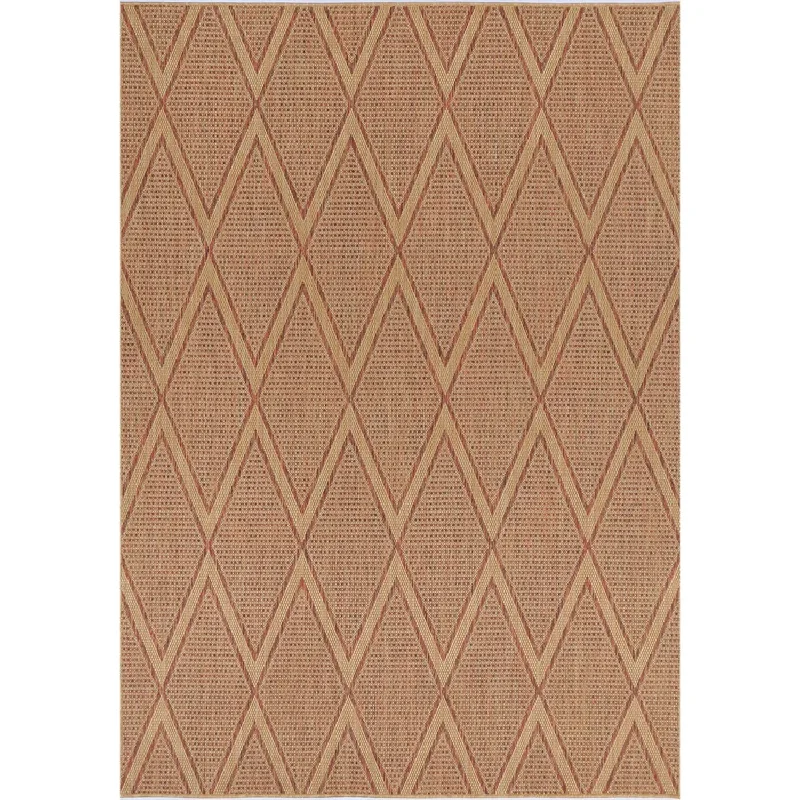 Elements Indoor/Outdoor Tobacco Diamond Rug