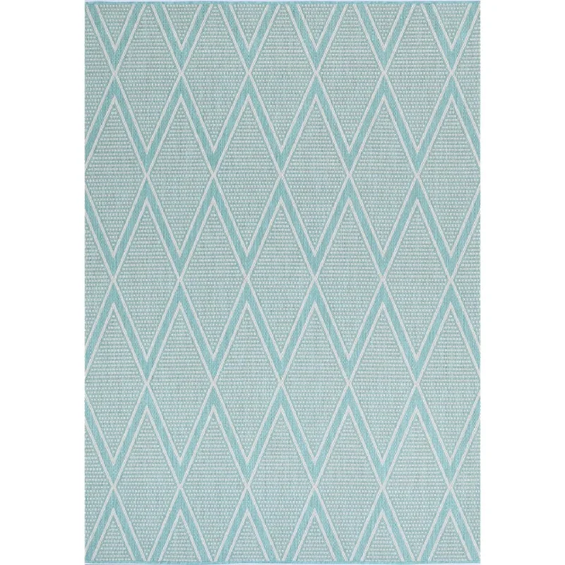 Elements Indoor/Outdoor Turquoise Diamond Rug