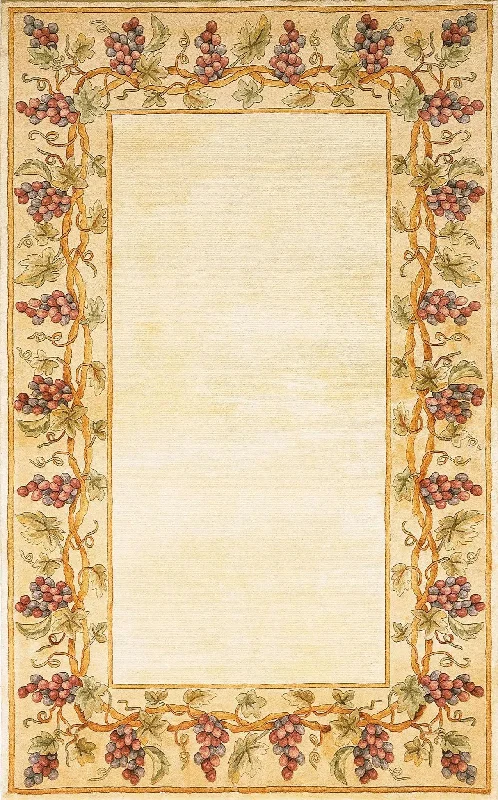 Emerald 9058 Ivory Grapes Border Area Rug