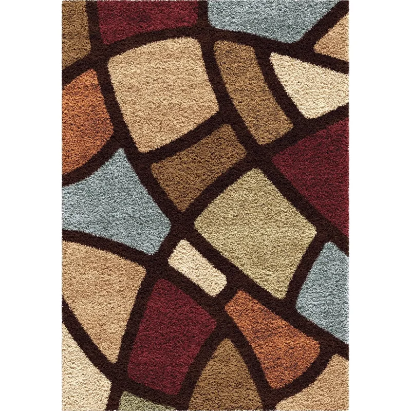 Impressions Shag 3708 Circle Bloom Multi Brown Rug