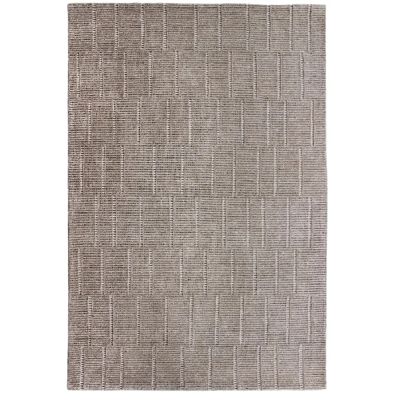 Lacey Abstract Stripe Beige Wool Rug