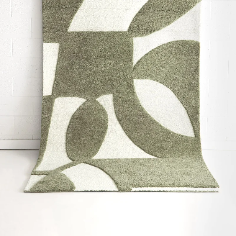 Lewis Ivory Green Wool Rug