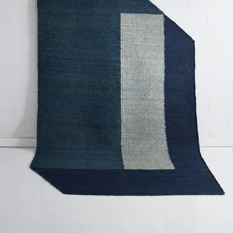 Piha Jute Irregular Rug Blue