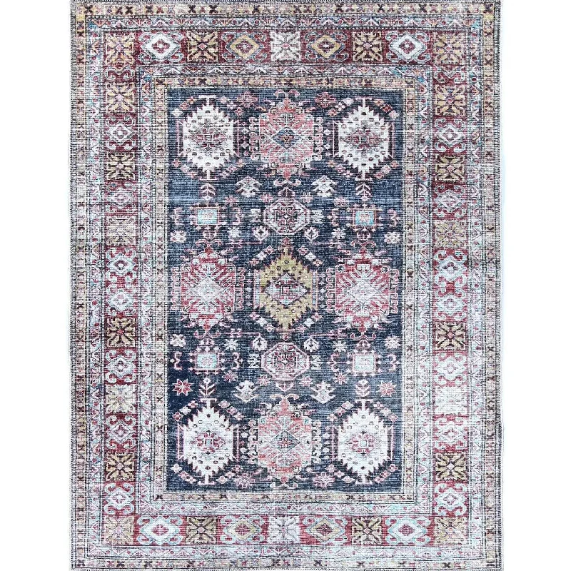 Rajah Washable Aztec Multi Vintage Rug