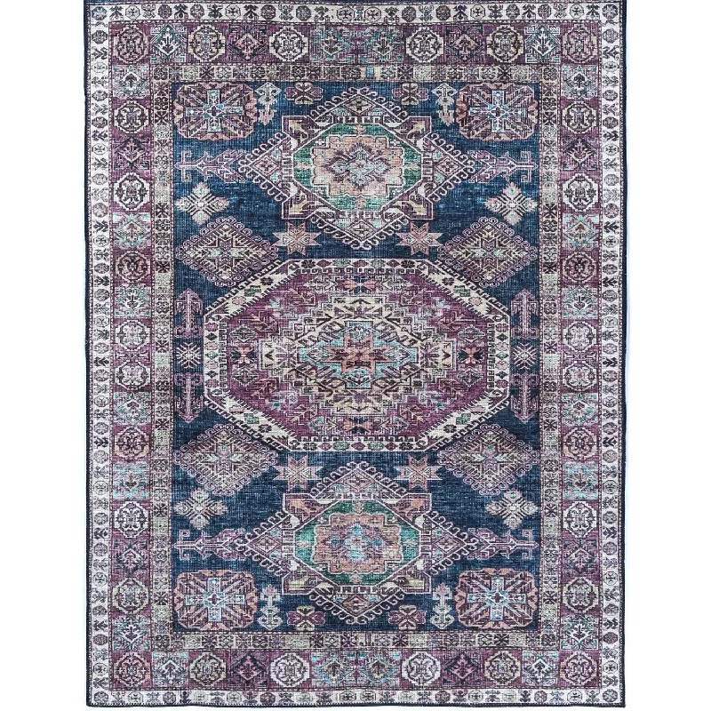 Rajah Navy and Purple Vintage Rug