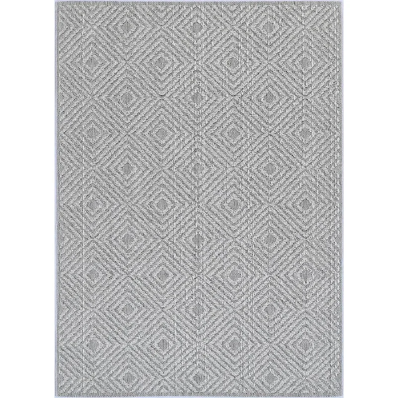 Port Villa Fugui Grey Geometric Flatweave Rug