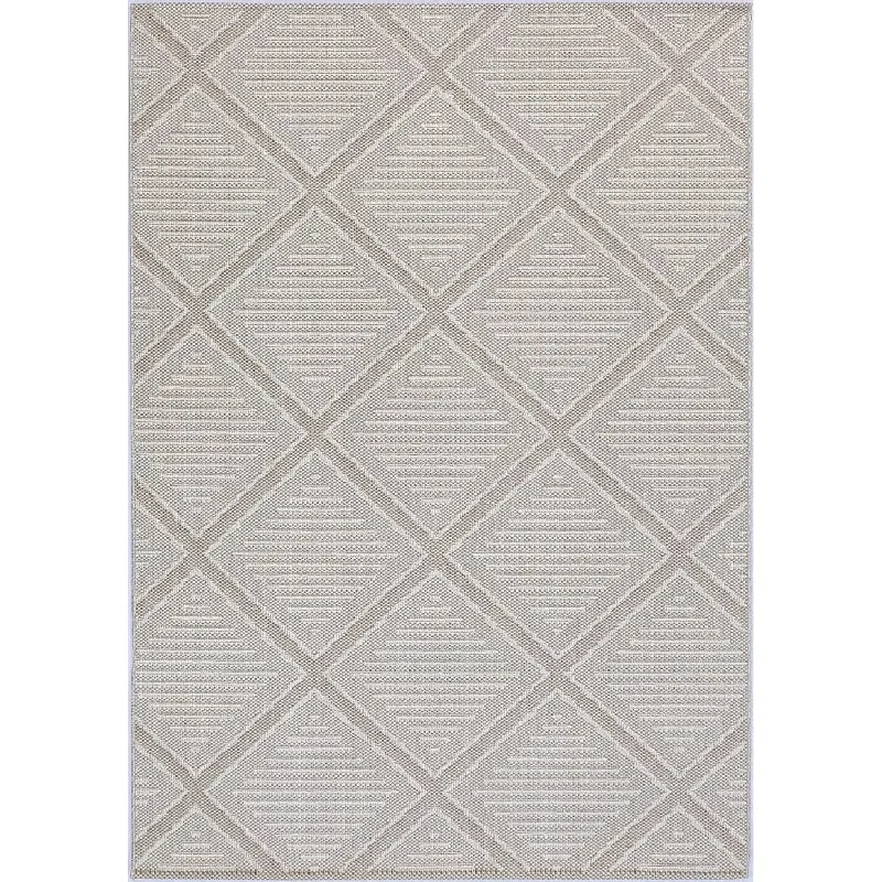 Port Villa Kenilorea Beige Geometric Flatweave Rug