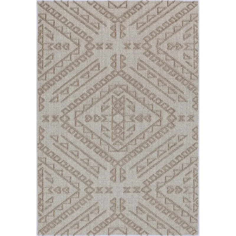 Port Villa Kilifa Beige Tribal Flatweave Rug