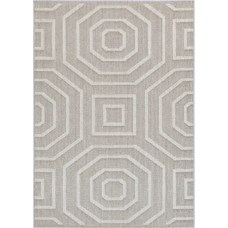 Port Villa Lui Beige Geometric Flatweave Rug