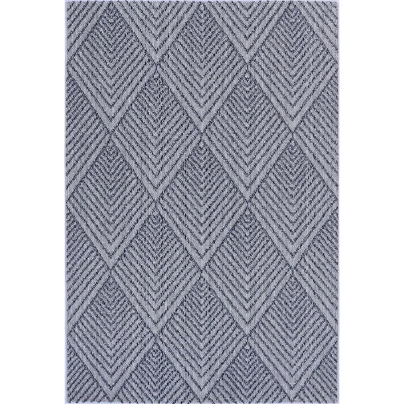 Port Villa Naka Blue Grey Geometric Flatweave Rug