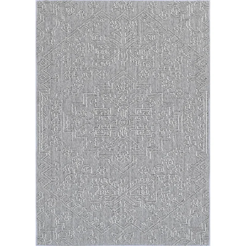 Port Villa Nori Grey Tribal Flatweave Rug