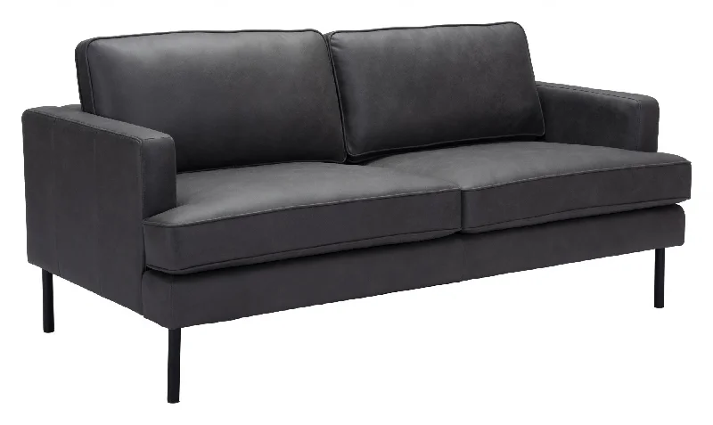 72" Gray Polyester Sofa With Black Legs