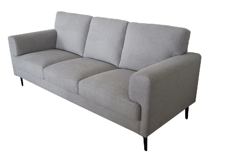 84" Light Gray Linen Sofa With Black Legs