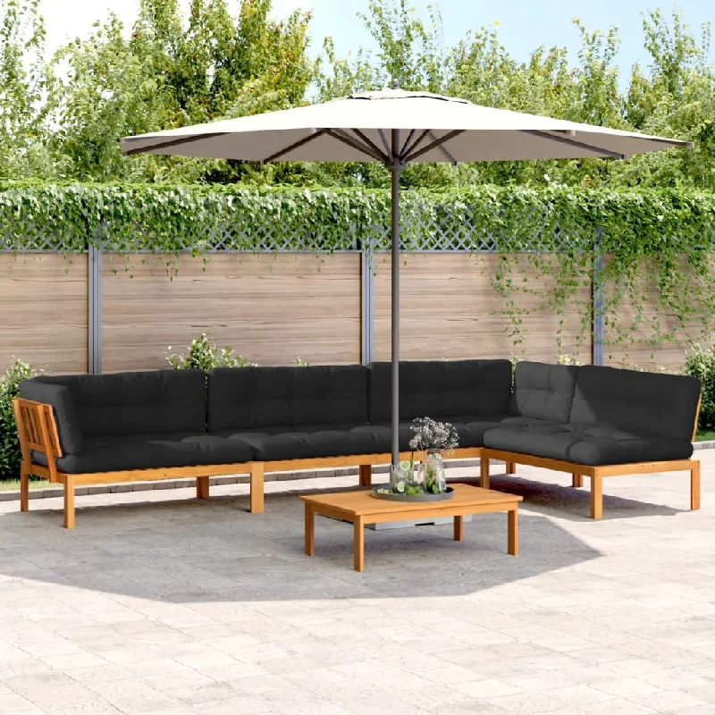 5 Piece Patio Pallet Sofa Set with Cushions Solid Wood Acacia