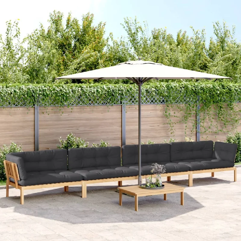 5 Piece Patio Pallet Sofa Set with Cushions Solid Wood Acacia