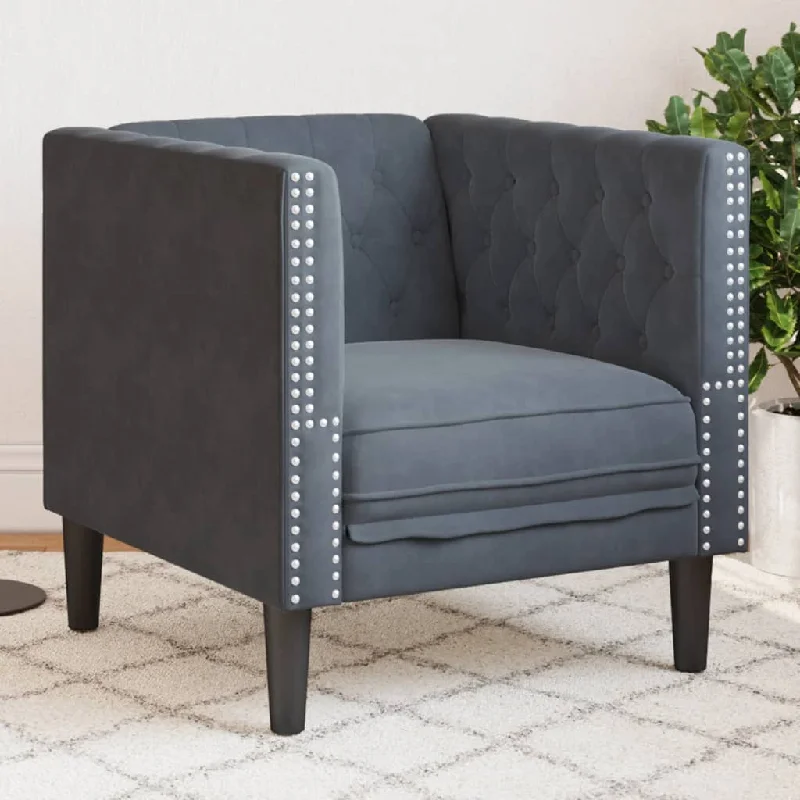 Chesterfield Sofa Chair Dark Gray Velvet