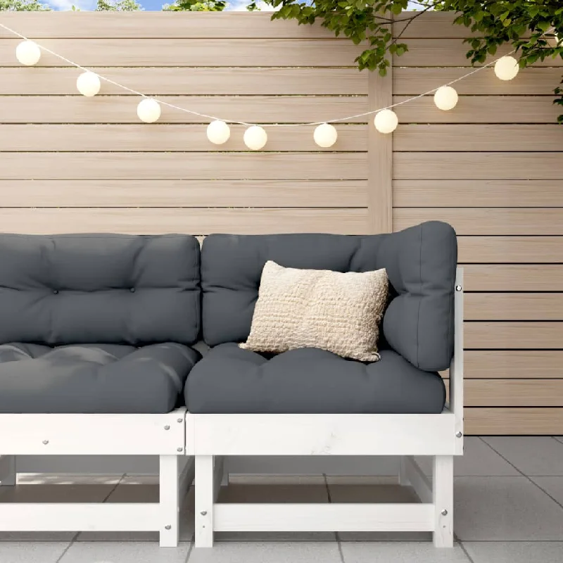 Patio Corner Sofa White Solid Wood Pine