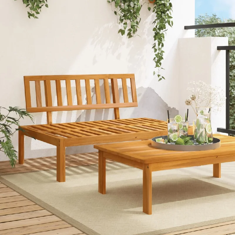 Patio Pallet Middle Sofa Solid Wood Acacia