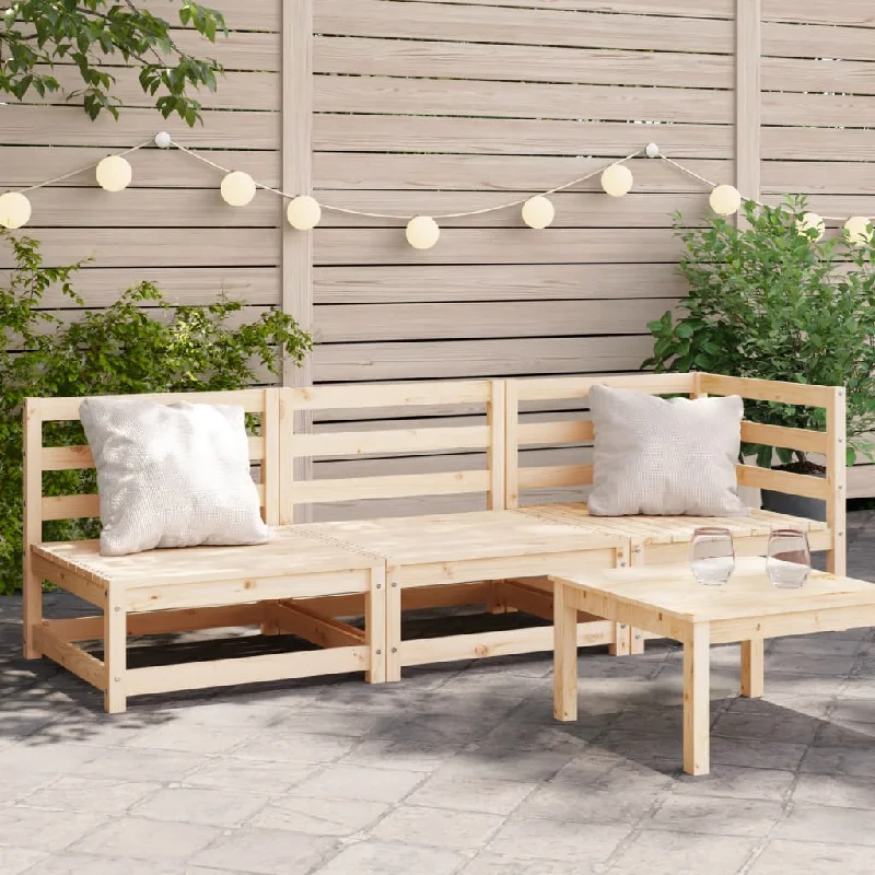 Patio Sofa 3-Seater Solid Wood Pine