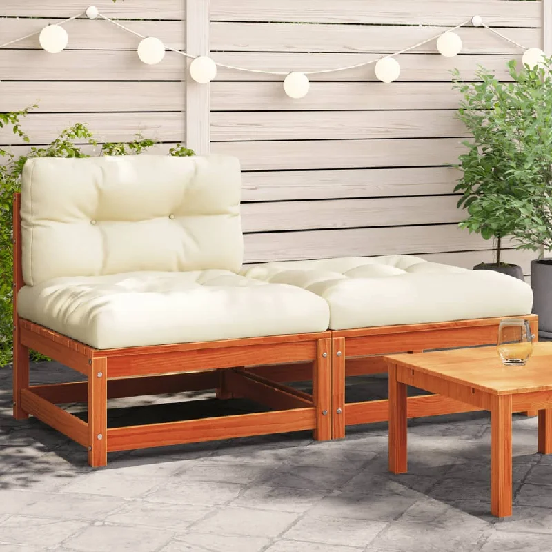 Patio Sofa Armless with Cushions and Footstool