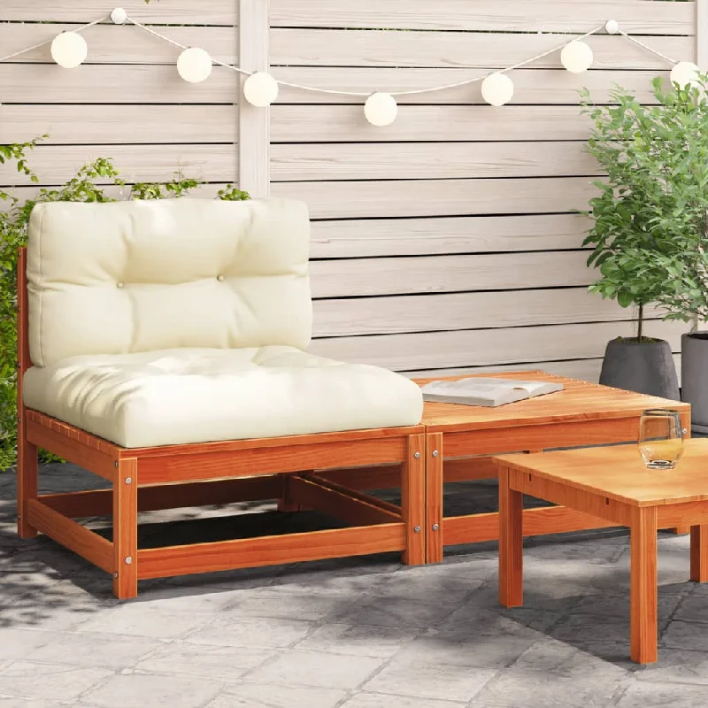 Patio Sofa Armless with Cushions and Footstool