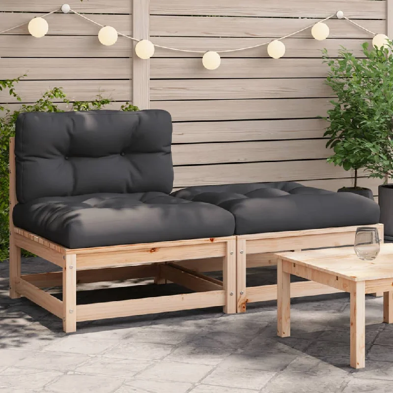 Patio Sofa Armless with Cushions and Footstool