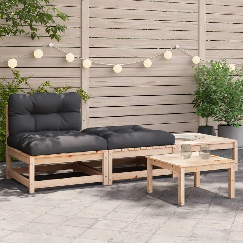 Patio Sofa Armless with Cushions and Footstools