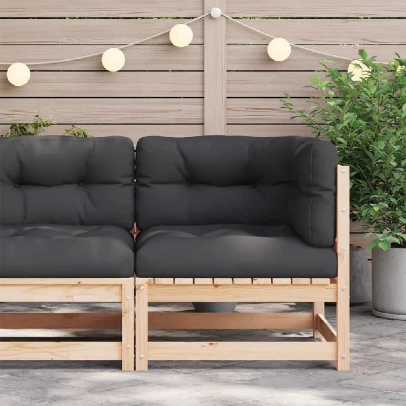 Patio Sofa Corner with Cushions Solid Wood Pine