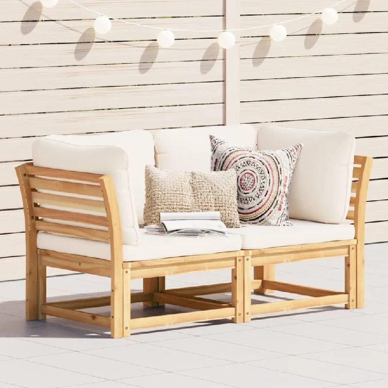 Patio Sofa with Cushions 2-Seater Solid Wood Acacia