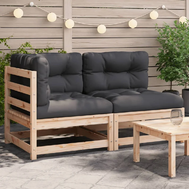 Patio Sofa with Cushions 2-Seater Solid Wood Pine