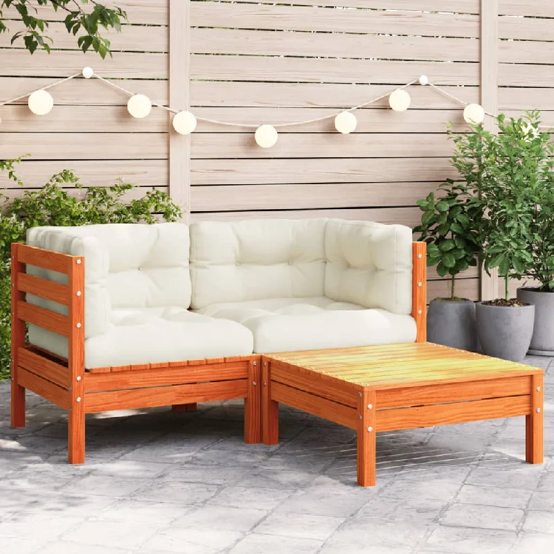 Patio Sofa with Cushions and Footstool 2-Seater