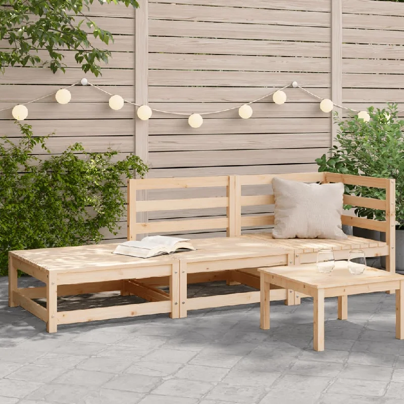 Patio Sofa with Footstool 2-Seater Solid Wood Pine