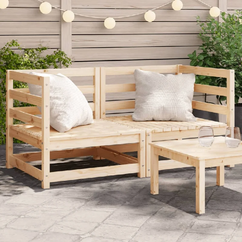 Patio Sofas Corner 2 pcs 27.6"x27.6"x26.4" Solid Wood Pine