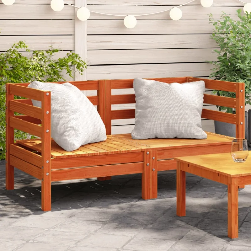 Patio Sofas Corner 2 pcs Wax Brown Solid Wood Pine