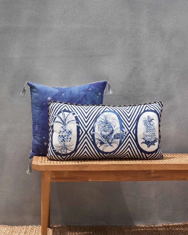 Pineapple Trio Lumbar Cushion Cover- Indigo