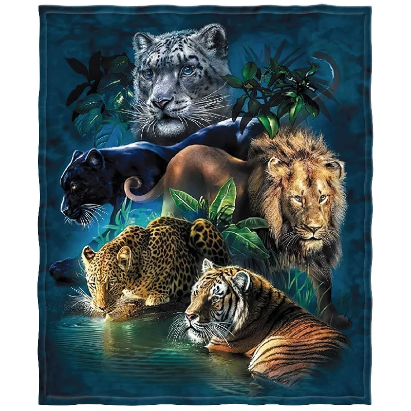 60"X80" Blanket Soft Fluffy Fleece Throw For Sofa Bed Tiger Leopard Lion