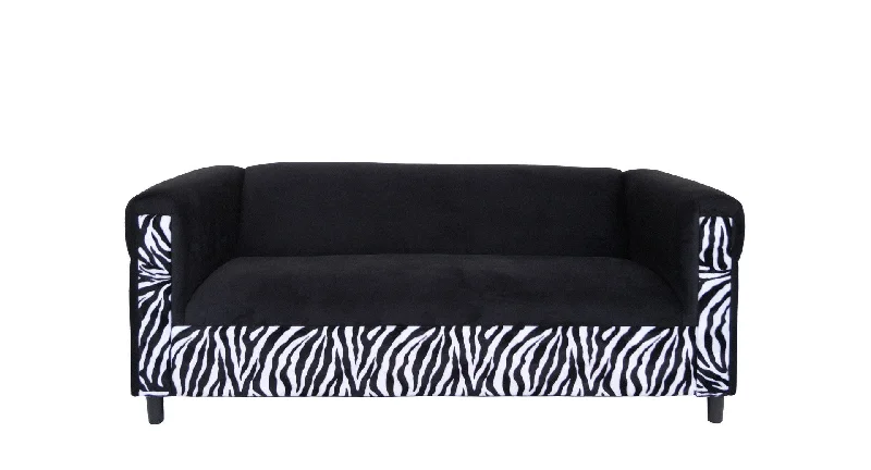 72" Black Velvet Sofa