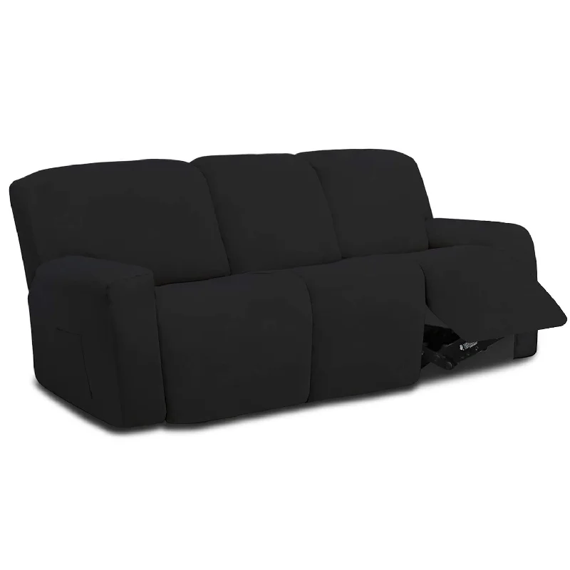 8 Pieces Microfiber Stretch Sectional Recliner Sofa Slipcover Soft Fitted Flee